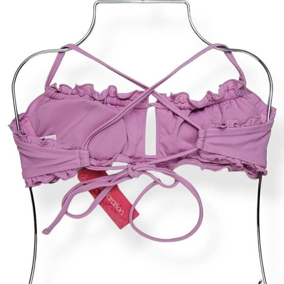 Xhilaration Lettuce trim Lace up Bikini Top XS Jrs. 00 - Picture 2 of 3